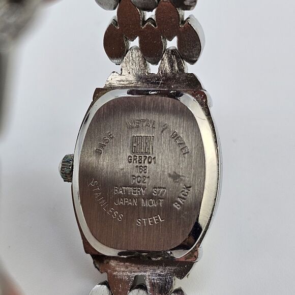 Gruen Women's Watch 18MM Gray Dial Gray Bracelet Band 6" New Battery - Picture 5 of 13